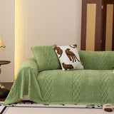 Plush Fleece Sofa Cover with 3D Cable Knit Texture Soft Cozy Warm Sofa Throw Blanket - Ornate Home