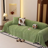 Plush Fleece Sofa Cover with 3D Cable Knit Texture Soft Cozy Warm Sofa Throw Blanket - Ornate Home