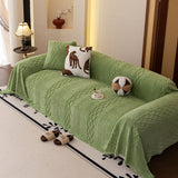 Plush Fleece Sofa Cover with 3D Cable Knit Texture Soft Cozy Warm Sofa Throw Blanket - Ornate Home