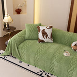 Plush Fleece Sofa Cover with 3D Cable Knit Texture Soft Cozy Warm Sofa Throw Blanket - Ornate Home