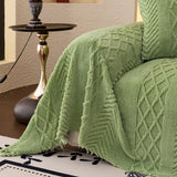 Plush Fleece Sofa Cover with 3D Cable Knit Texture Soft Cozy Warm Sofa Throw Blanket - Ornate Home