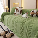 Plush Fleece Sofa Cover with 3D Cable Knit Texture Soft Cozy Warm Sofa Throw Blanket - Ornate Home