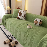 Plush Fleece Sofa Cover with 3D Cable Knit Texture Soft Cozy Warm Sofa Throw Blanket - Ornate Home
