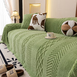 Plush Fleece Sofa Cover with 3D Cable Knit Texture Soft Cozy Warm Sofa Throw Blanket - Ornate Home