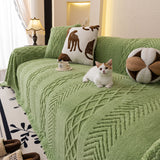 Plush Fleece Sofa Cover with 3D Cable Knit Texture Soft Cozy Warm Sofa Throw Blanket - Ornate Home