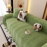 Plush Fleece Sofa Cover with 3D Cable Knit Texture Soft Cozy Warm Sofa Throw Blanket - Ornate Home