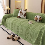Plush Fleece Sofa Cover with 3D Cable Knit Texture Soft Cozy Warm Sofa Throw Blanket - Ornate Home