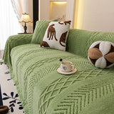 Plush Fleece Sofa Cover with 3D Cable Knit Texture Soft Cozy Warm Sofa Throw Blanket - Ornate Home