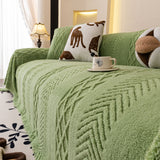 Plush Fleece Sofa Cover with 3D Cable Knit Texture Soft Cozy Warm Sofa Throw Blanket - Ornate Home