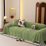 Plush Fleece Sofa Cover with 3D Cable Knit Texture Soft Cozy Warm Sofa Throw Blanket - Ornate Home
