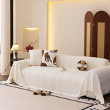 Plush Fleece Sofa Cover with 3D Cable Knit Texture Soft Cozy Warm Sofa Throw Blanket - Ornate Home