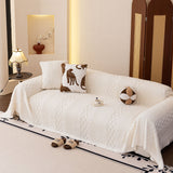 Plush Fleece Sofa Cover with 3D Cable Knit Texture Soft Cozy Warm Sofa Throw Blanket - Ornate Home