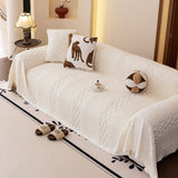 Plush Fleece Sofa Cover with 3D Cable Knit Texture Soft Cozy Warm Sofa Throw Blanket - Ornate Home