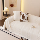 Plush Fleece Sofa Cover with 3D Cable Knit Texture Soft Cozy Warm Sofa Throw Blanket - Ornate Home