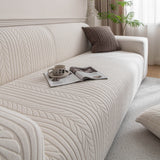 Plush Fleece Sofa Slipcover with 3D Wheat Pattern, Cozy High-Stretch Couch Cover - Ornate Home