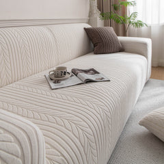 Plush Fleece Sofa Slipcover with 3D Wheat Pattern, Cozy High-Stretch Couch Cover - Ornate Home