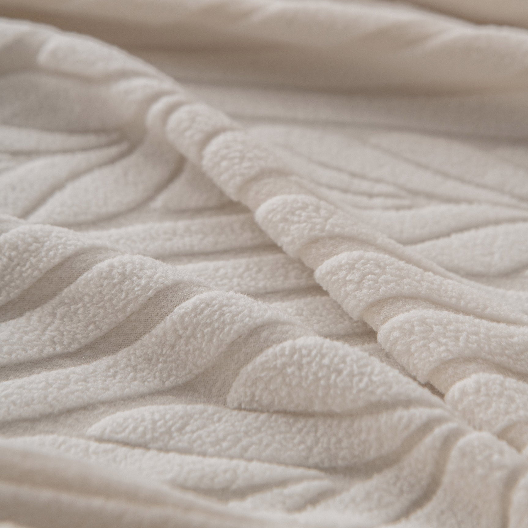 Plush Fleece Sofa Slipcover with 3D Wheat Pattern, Cozy High-Stretch Couch Cover - Ornate Home
