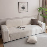 Plush Fleece Sofa Slipcover with 3D Wheat Pattern, Cozy High-Stretch Couch Cover - Ornate Home