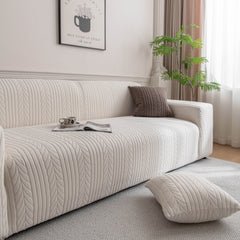 Plush Fleece Sofa Slipcover with 3D Wheat Pattern, Cozy High-Stretch Couch Cover - Ornate Home