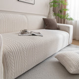Plush Fleece Sofa Slipcover with 3D Wheat Pattern, Cozy High-Stretch Couch Cover - Ornate Home