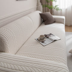 Plush Fleece Sofa Slipcover with 3D Wheat Pattern, Cozy High-Stretch Couch Cover - Ornate Home