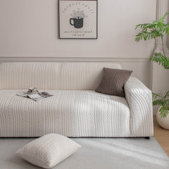 Plush Fleece Sofa Slipcover with 3D Wheat Pattern, Cozy High-Stretch Couch Cover - Ornate Home