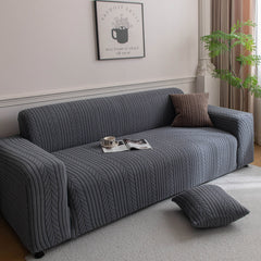 Plush Fleece Sofa Slipcover with 3D Wheat Pattern, Cozy High-Stretch Couch Cover - Ornate Home