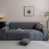 Plush Fleece Sofa Slipcover with 3D Wheat Pattern, Cozy High-Stretch Couch Cover - Ornate Home