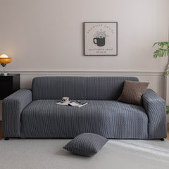 Plush Fleece Sofa Slipcover with 3D Wheat Pattern, Cozy High-Stretch Couch Cover - Ornate Home