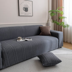Plush Fleece Sofa Slipcover with 3D Wheat Pattern, Cozy High-Stretch Couch Cover - Ornate Home