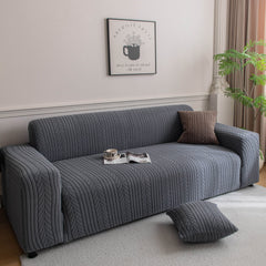 Plush Fleece Sofa Slipcover with 3D Wheat Pattern, Cozy High-Stretch Couch Cover - Ornate Home