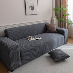 Plush Fleece Sofa Slipcover with 3D Wheat Pattern, Cozy High-Stretch Couch Cover - Ornate Home