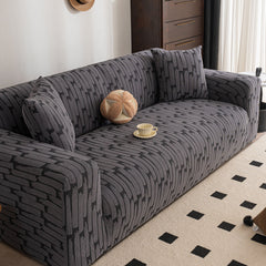 Plush Fleece Stretch Sofa Cover, Super Soft Textured Geometric Couch Slipcover - Ornate Home