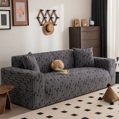 Plush Fleece Stretch Sofa Cover, Super Soft Textured Geometric Couch Slipcover - Ornate Home