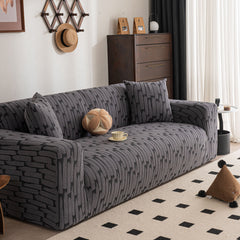 Plush Fleece Stretch Sofa Cover, Super Soft Textured Geometric Couch Slipcover - Ornate Home