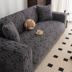 Plush Fleece Stretch Sofa Cover, Super Soft Textured Geometric Couch Slipcover - Ornate Home