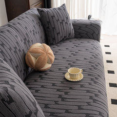 Plush Fleece Stretch Sofa Cover, Super Soft Textured Geometric Couch Slipcover - Ornate Home
