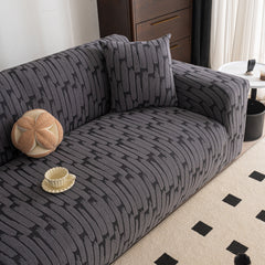 Plush Fleece Stretch Sofa Cover, Super Soft Textured Geometric Couch Slipcover - Ornate Home