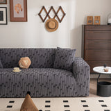 Plush Fleece Stretch Sofa Cover, Super Soft Textured Geometric Couch Slipcover - Ornate Home