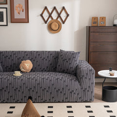 Plush Fleece Stretch Sofa Cover, Super Soft Textured Geometric Couch Slipcover - Ornate Home