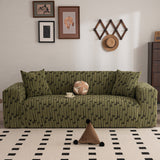 Plush Fleece Stretch Sofa Cover, Super Soft Textured Geometric Couch Slipcover - Ornate Home
