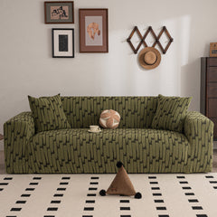 Plush Fleece Stretch Sofa Cover, Super Soft Textured Geometric Couch Slipcover - Ornate Home