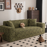 Plush Fleece Stretch Sofa Cover, Super Soft Textured Geometric Couch Slipcover - Ornate Home