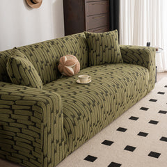 Plush Fleece Stretch Sofa Cover, Super Soft Textured Geometric Couch Slipcover - Ornate Home