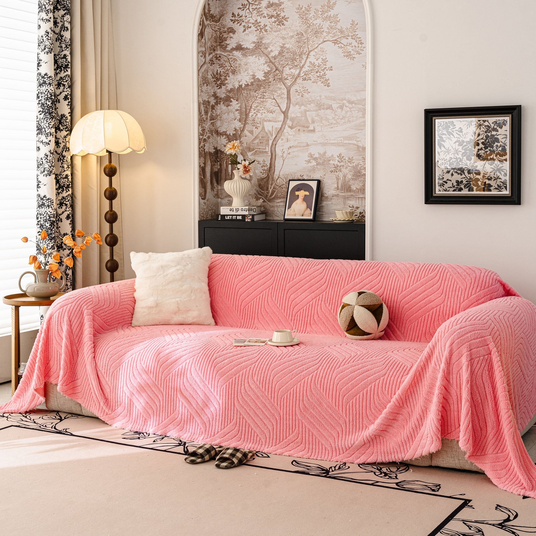 Plush Fleece Washable Sofa Throw Blanket, Soft & Cozy Furniture Protector for Couch - Ornate Home