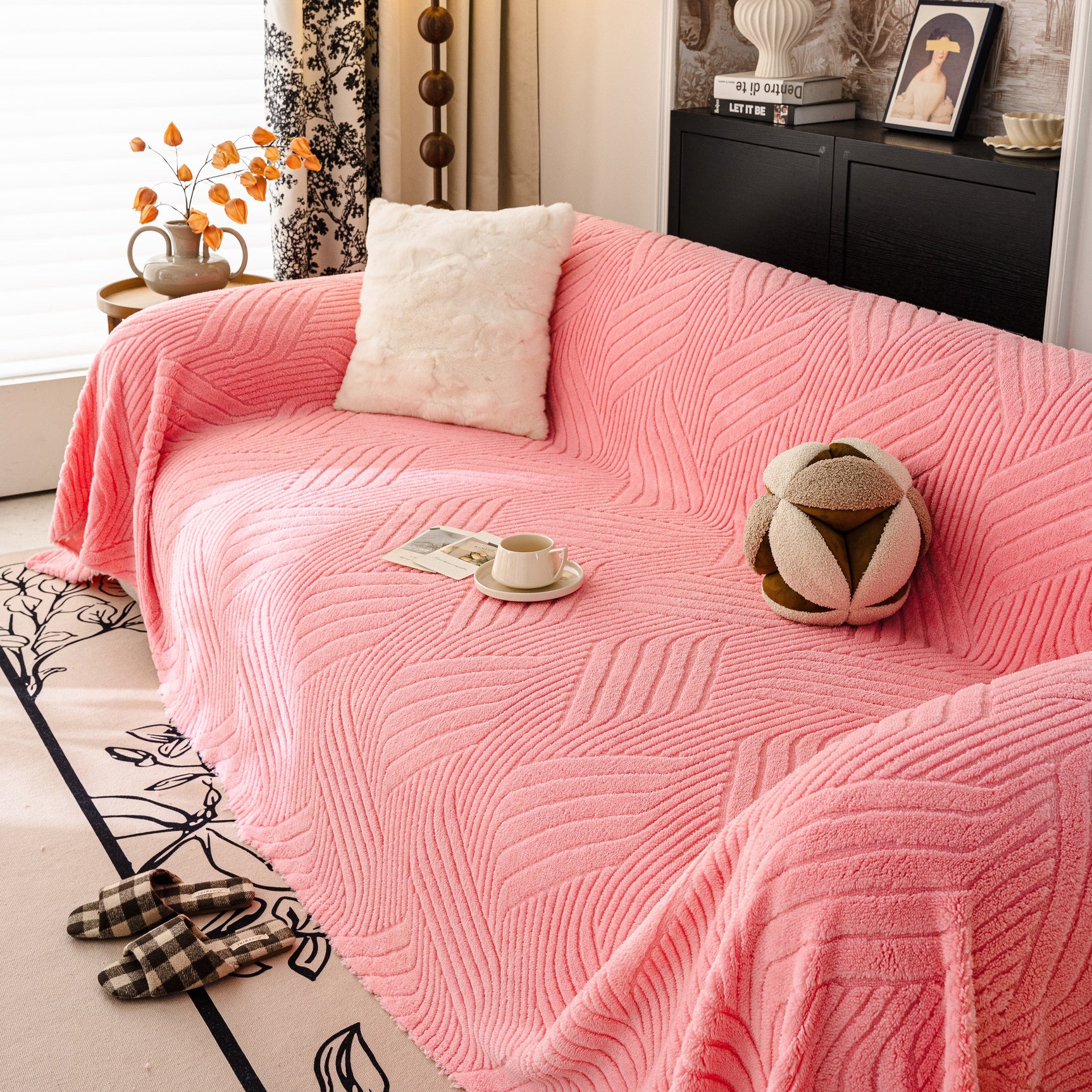 Plush Fleece Washable Sofa Throw Blanket, Soft & Cozy Furniture Protector for Couch - Ornate Home