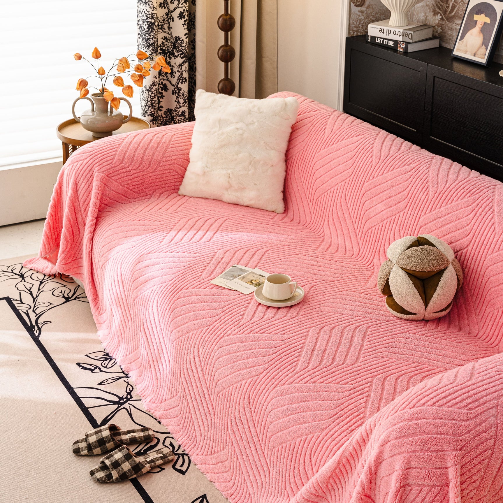 Plush Fleece Washable Sofa Throw Blanket, Soft & Cozy Furniture Protector for Couch - Ornate Home