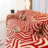 Plush Sherpa Sofa Throw Cover for Sectional, Jacquard Wave Throw Furniture Protector - Ornate Home