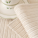 Plush Solid Color Striped L-Shaped Sofa Slipcovers, Washable Non-Slip Textured Furniture Covers - Ornate Home