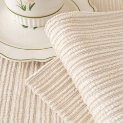 Plush Solid Color Striped L-Shaped Sofa Slipcovers, Washable Non-Slip Textured Furniture Covers - Ornate Home